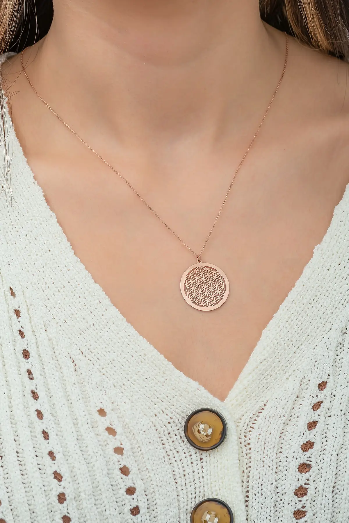 

Women's Flower of Life Rose Gold Plated 925 Sterling Necklace Infinity s Jewellery Luck attractive modern design