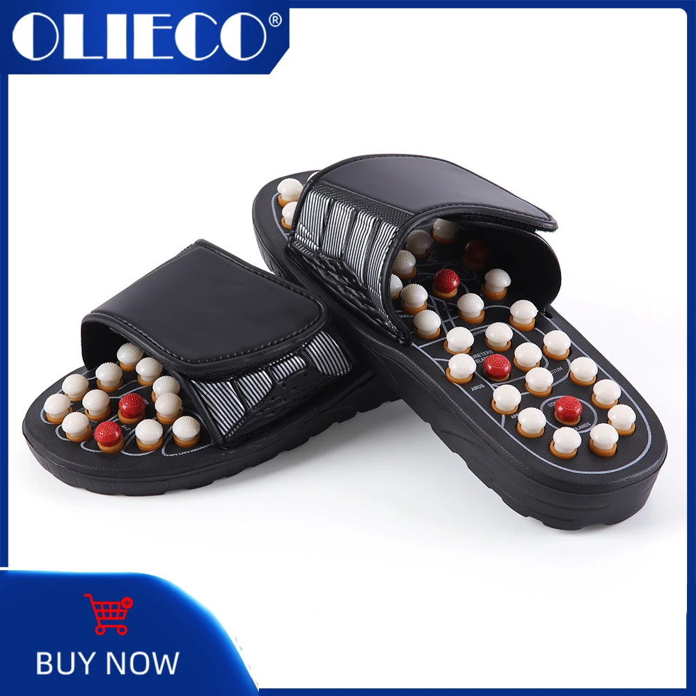 

OLIECO Feet Massage Slippers Foot Reflexology Acupuncture Therapy Walk Stone Shoes Acupuncture Cobblestone Massager Sandal