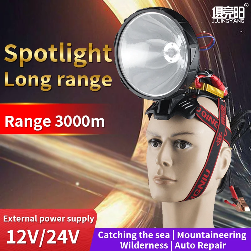 

High Power 220W Xenon Headlight Super Bright HID Hunting Light 12V Outdoor Head Flashlight