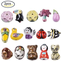 2 5pcs handmade porcelain beads famille rose style monkey camel for jewelry making colorful bead ceramic beads