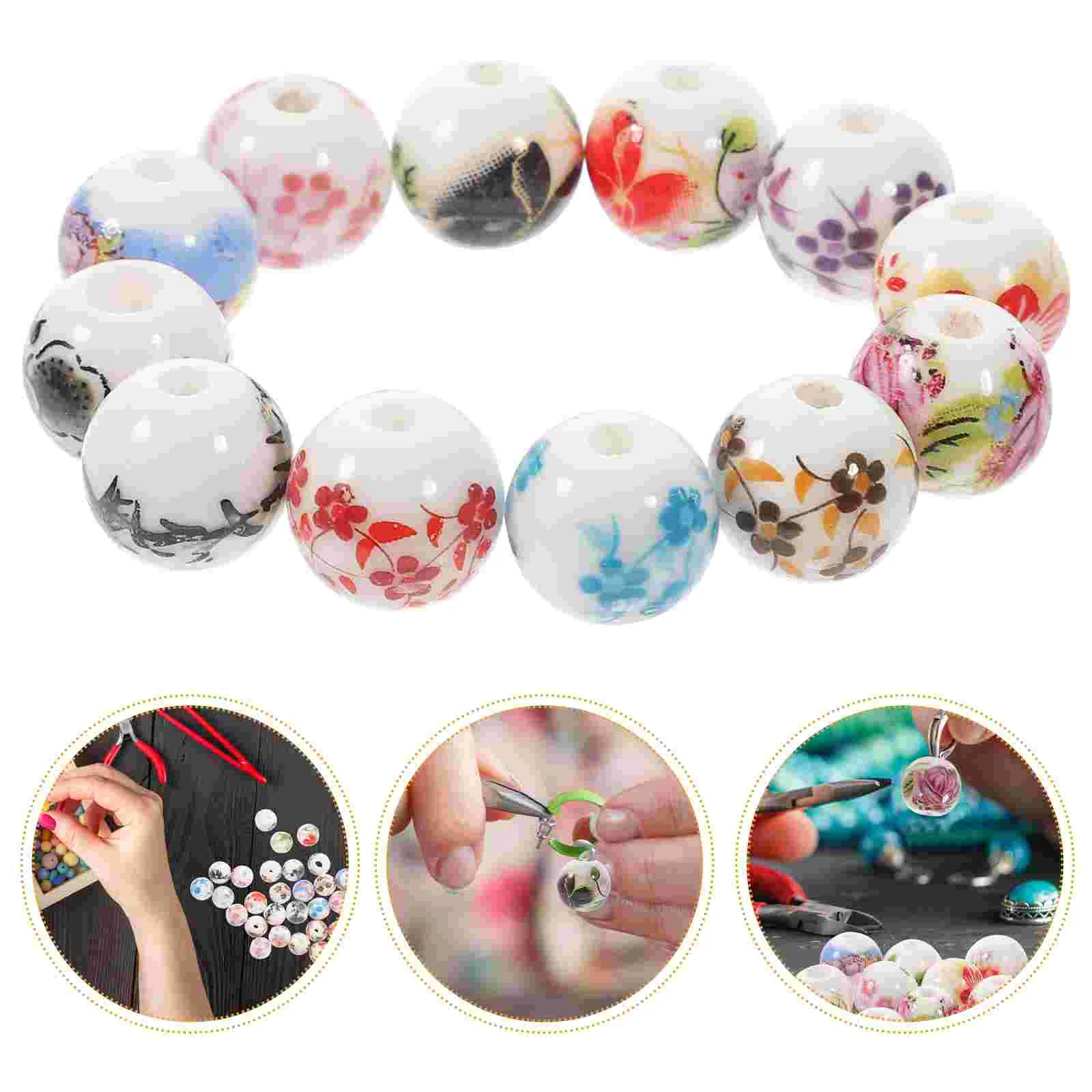 

100 шт. керамические бусины, керамические бусины в форме цветка, керамические бусины россыпью, декоративные бусины-разделители для рукоделия