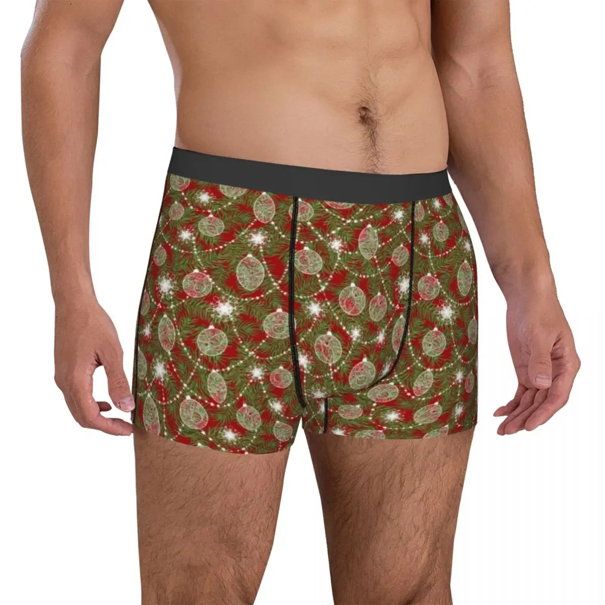 Christmas Tree Underwear Holidays Print Man Underpants Custom Stretch Trunk High Quality Shorts Briefs Plus Size