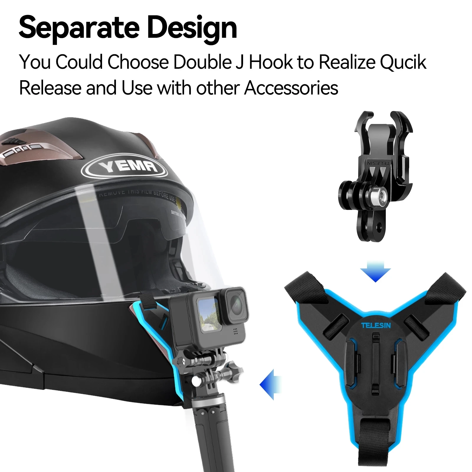 TELESIN ремень для мотоциклетного шлема передняя подставка подбородка держатель GoPro