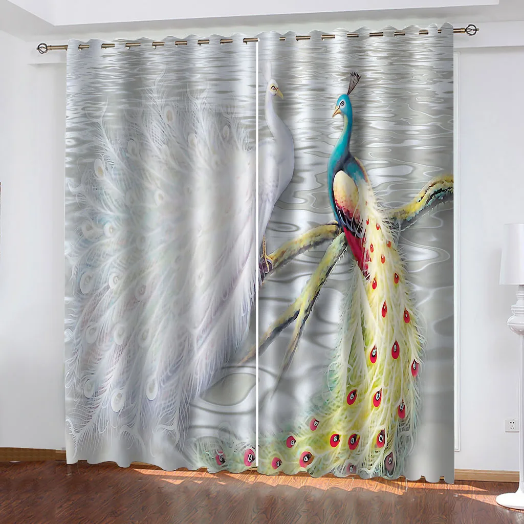 Элегантные шторы для комнаты по индивидуальному заказу с принтом павлина