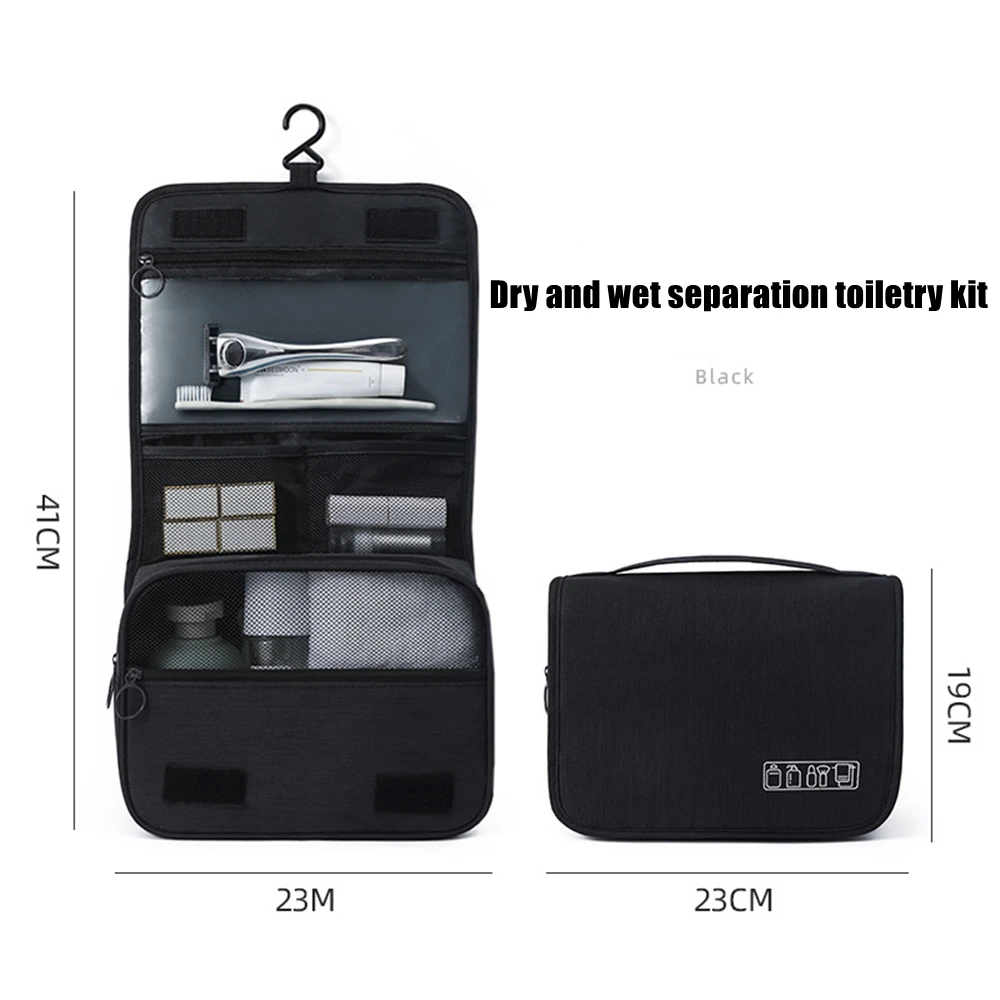 Portable Toiletry Washbag With Hanging Hook Waterproof Women Bathroom Cosmetic Storage Bag Large Capacity Travel Men Makeup Case