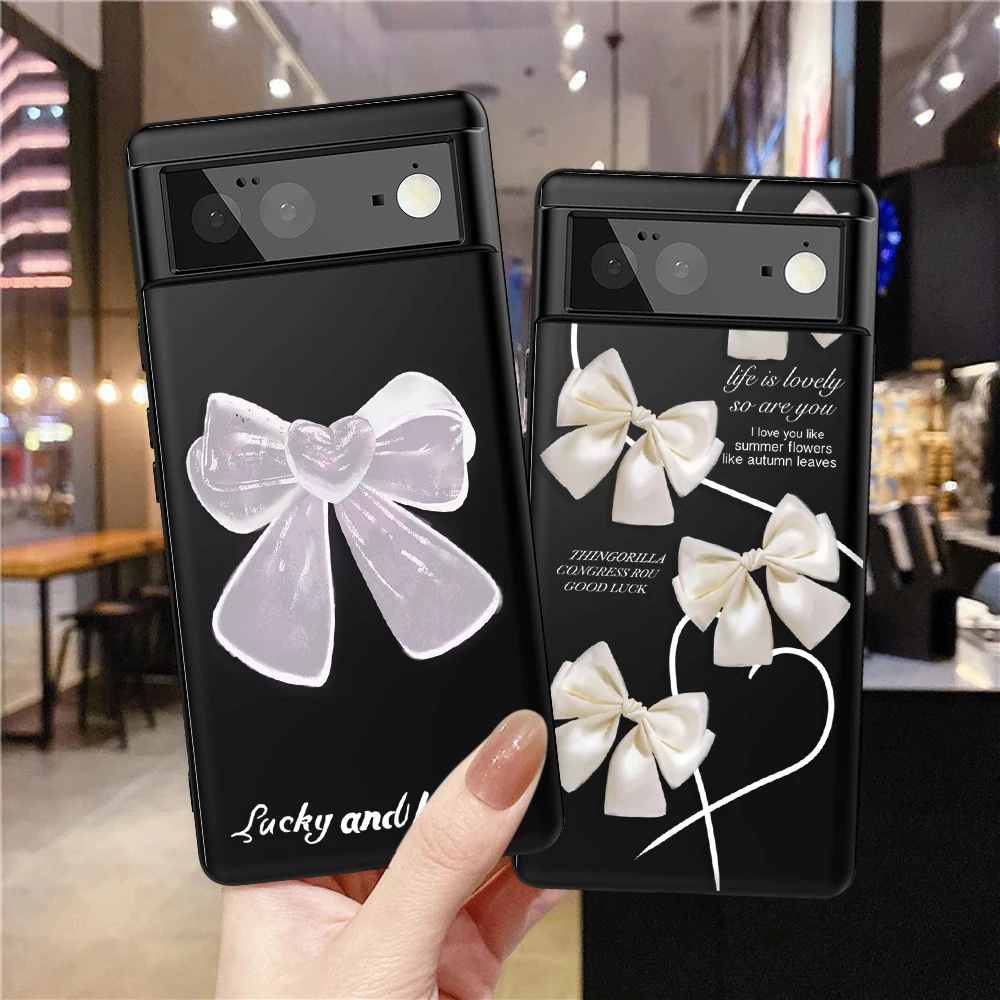 

Bow Text Labels Case for Google Pixel 7Pro 7 6a 6 6Pro 5 5a 5G 4XL 4 2 3XL 2XL 3 3a 3aXL 4a Soft Protection Shell Capinha