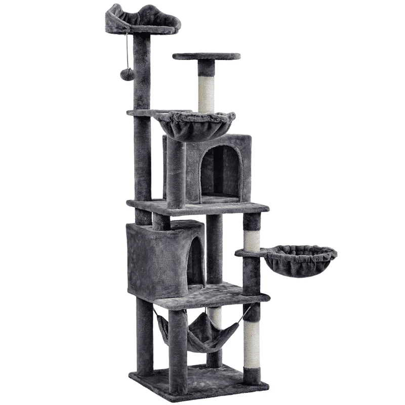 

Multilevel Cat Tree for Cats Kittens, Dark Gray Mushroom cat scratcher Bunny supplies Scratching post Cat house climbing tower C