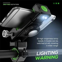 motorcycle handlebar mobile phone mount with light for phone bicycle holder bike motorcycle handlebar waterproof compass