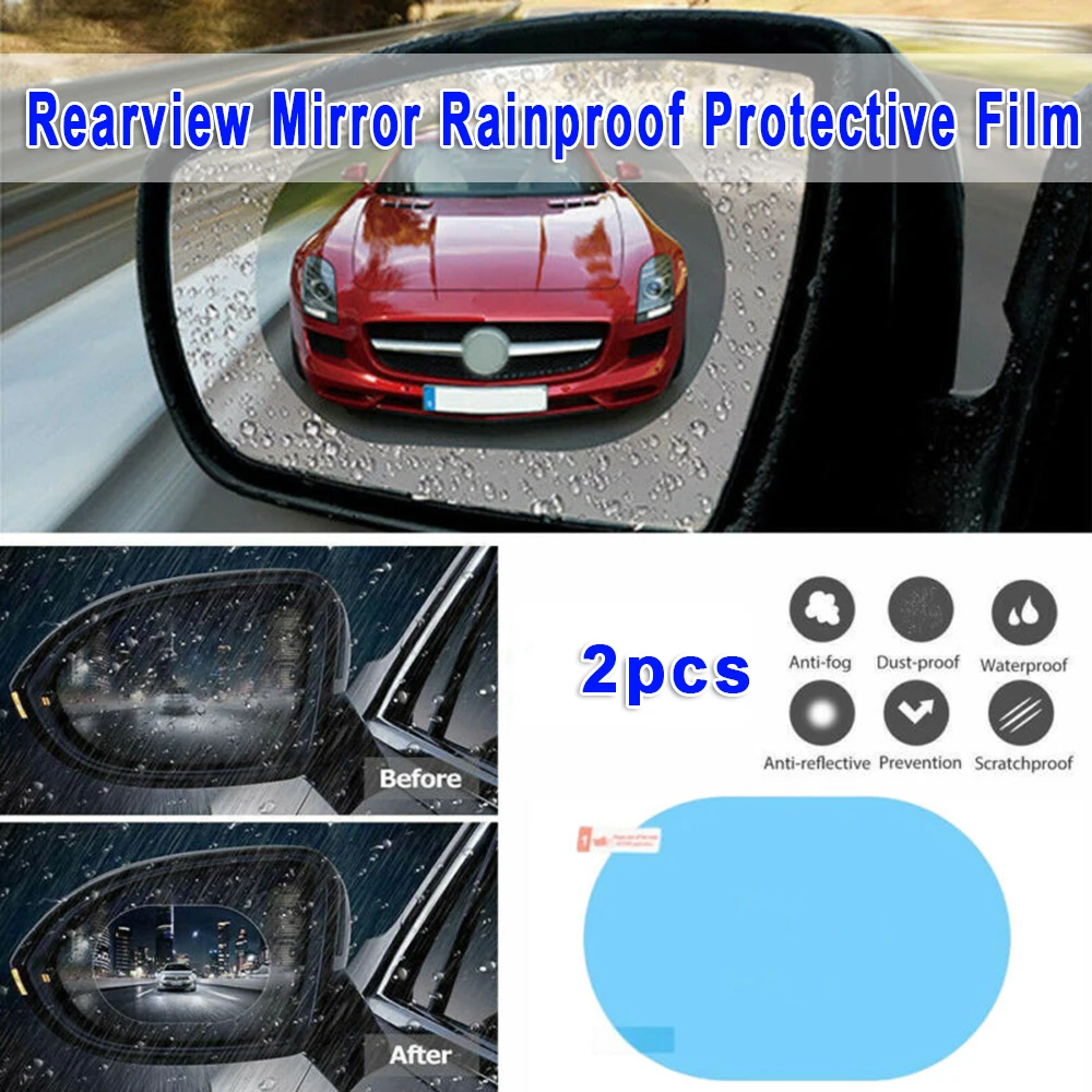 

2pcs Rainproof Car Rearview Mirror Sticker Anti-Fog Protective Film Rain Shield Dustproof For Automotive SUV Truck Trailer