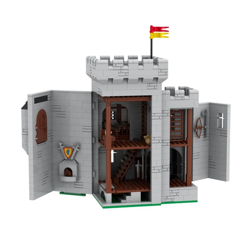 Фото MOC изготовленная на заказ игрушка из строительных блоков, мини-модель замка, средневековый рыцарь льва, 1173 шт., креативный набор игрушек для сборки, подарок на праздник №4