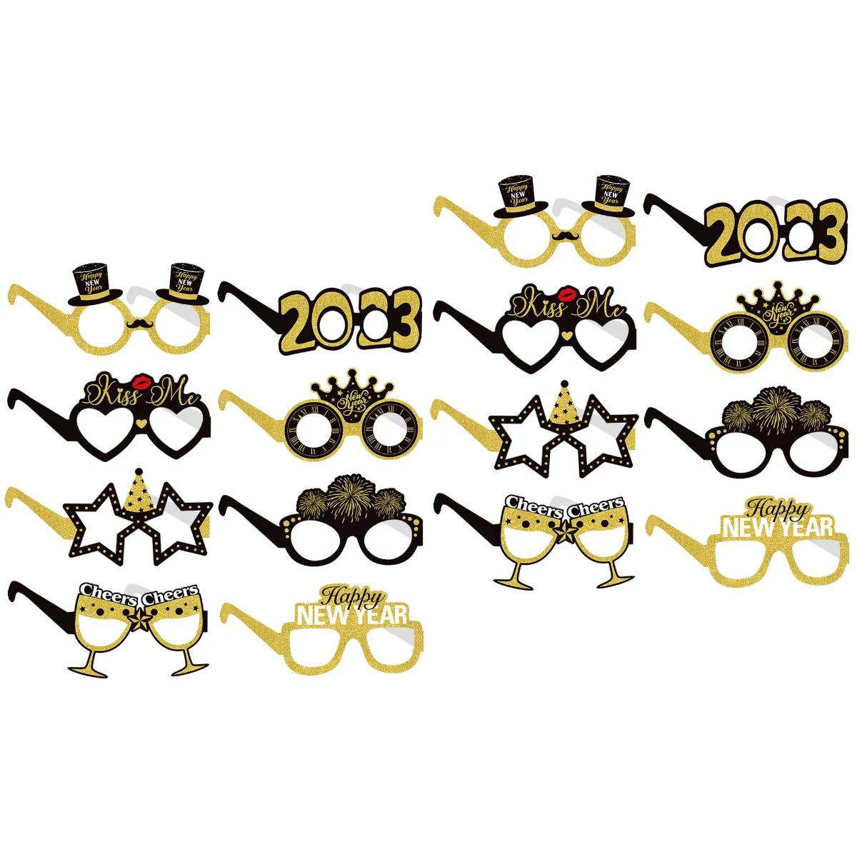 

Glasses New Year Party Eyeglasses Props Photo Years Novel Happy Frames Eve Sunglasses Decors Christmas Funny Performance Cosplay