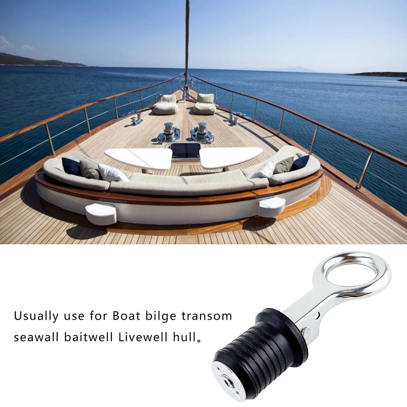 

Marine Boat Drain Plug Stainless Steel 304 Rubber Deck Drain Plug Kit Spare Parts Universal Corrosion-Resistant Boat Accessories