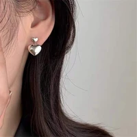 korea light luxury new trendy hoop earrings minimalist double layer heart earrings for women fashion girls party jewelry gifts