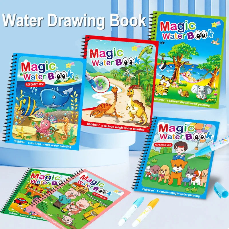 

Волшебная книга для рисования водой, детские игрушки для рисования, многоразовая раскраска, Игрушки для раннего развития для малышей 2-4, подарок для девочек и мальчиков
