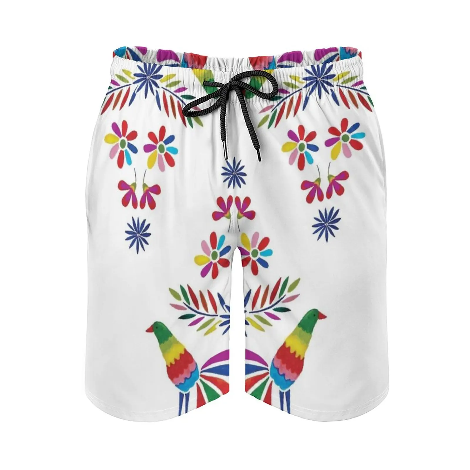 

Otomi Arbol Men's Sports Short Beach Shorts Surfing Swimming Boxer Trunks Mexico Mexican Otomi Embrodery Colorful Bird Playful