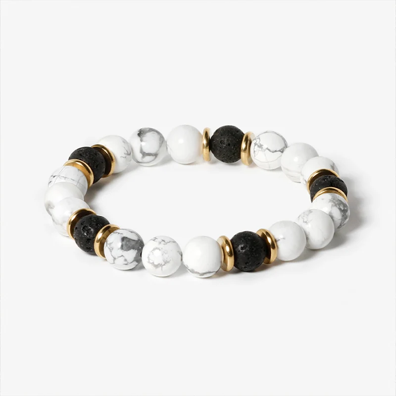 1 шт./белый бирюзовый натуральный камень браслеты из бисера для женщин черные