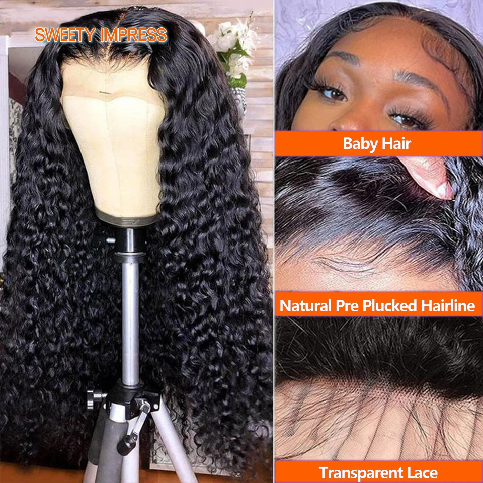 180% Water Wave Lace Front Wigs For Women Pre Plucked With Baby Hair Curly Human Hair Wigs Deep Wave Frontal Wigs Lace Closure images - 3