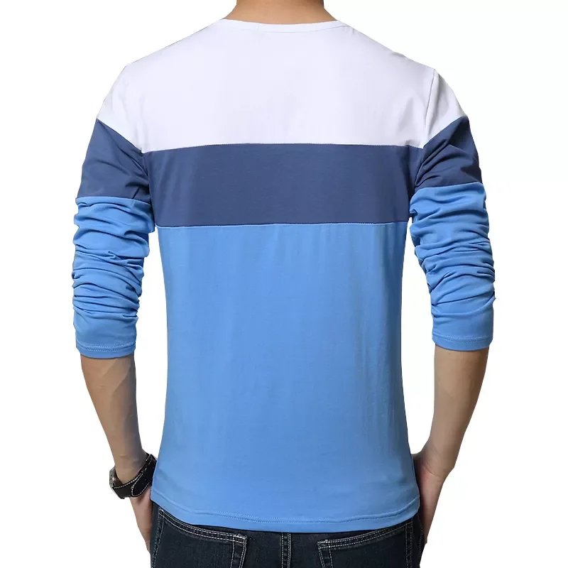 

2022NEW New Arrival Men's T Shirt O Neck Patchwork Long Sleeve T Shirt Mens Clothing Trend Plus Size Top Tees Shirts M-5XL