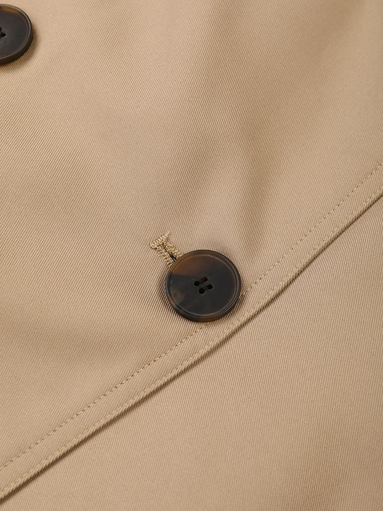 Женский Длинный Тренч с поясом EAM свободная Ветровка цвета хаки отложным