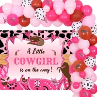 funmemoir western cowgirl baby shower party decoration hot pink balloon garland arch kit a little cowgirl is on the way backdrop
