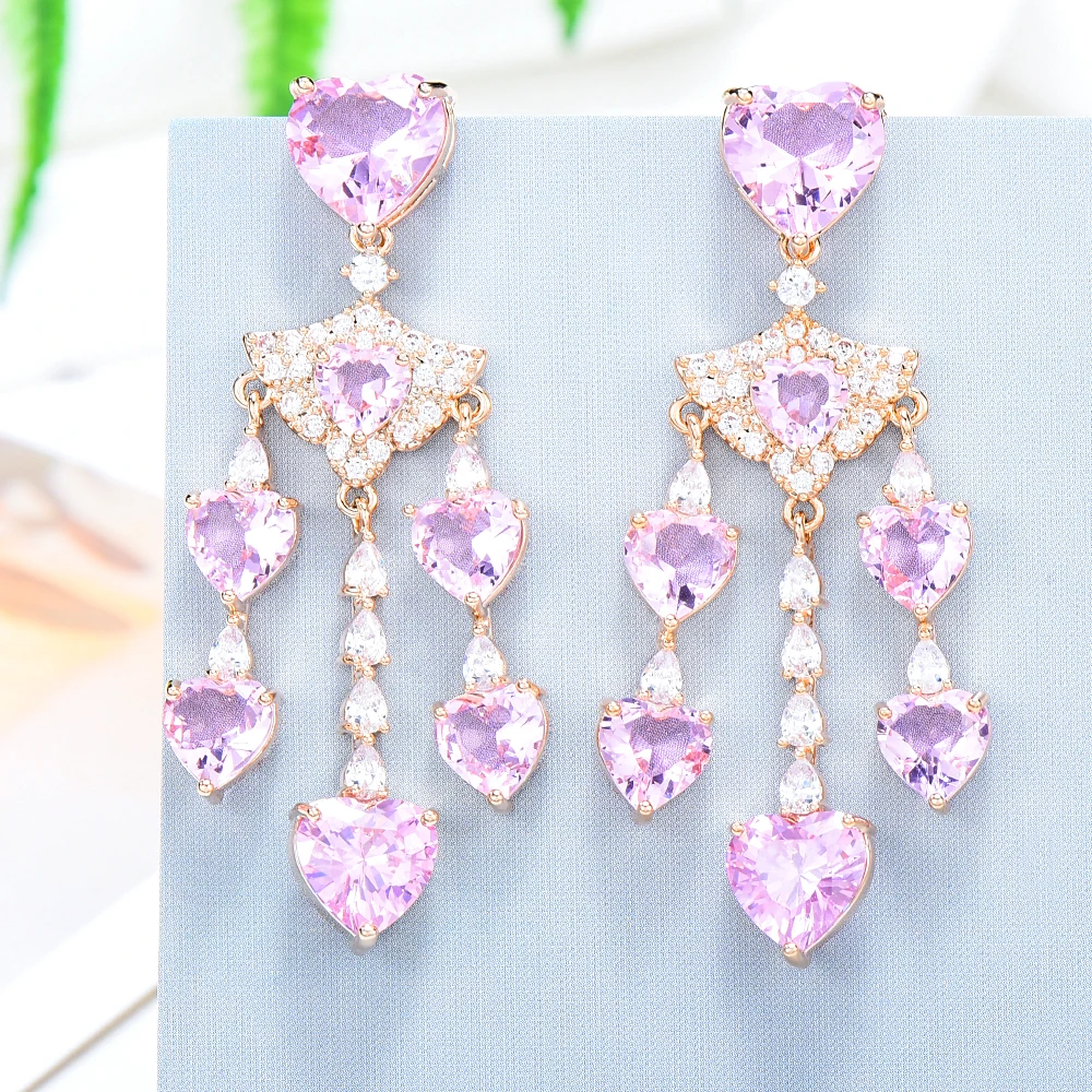 

Soramoore Luxury Trendy Cute Heart CZ Pendant Earrings for Women Girl Daily High Quality Japanese Korean Gothic Lady Accessories