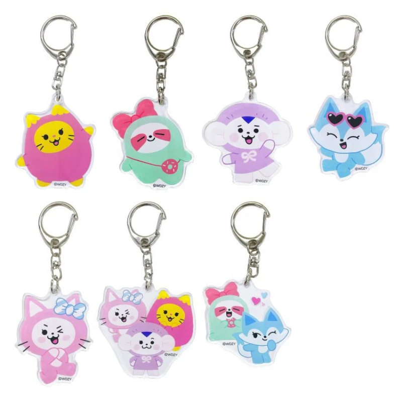 

KPOP ITZY Keychain Doll Key Ring Two-Piece Transparent Acrylic Cartoon Pendant Keyring YUNA YEJI RyuJin LIA Fans Gift Collection