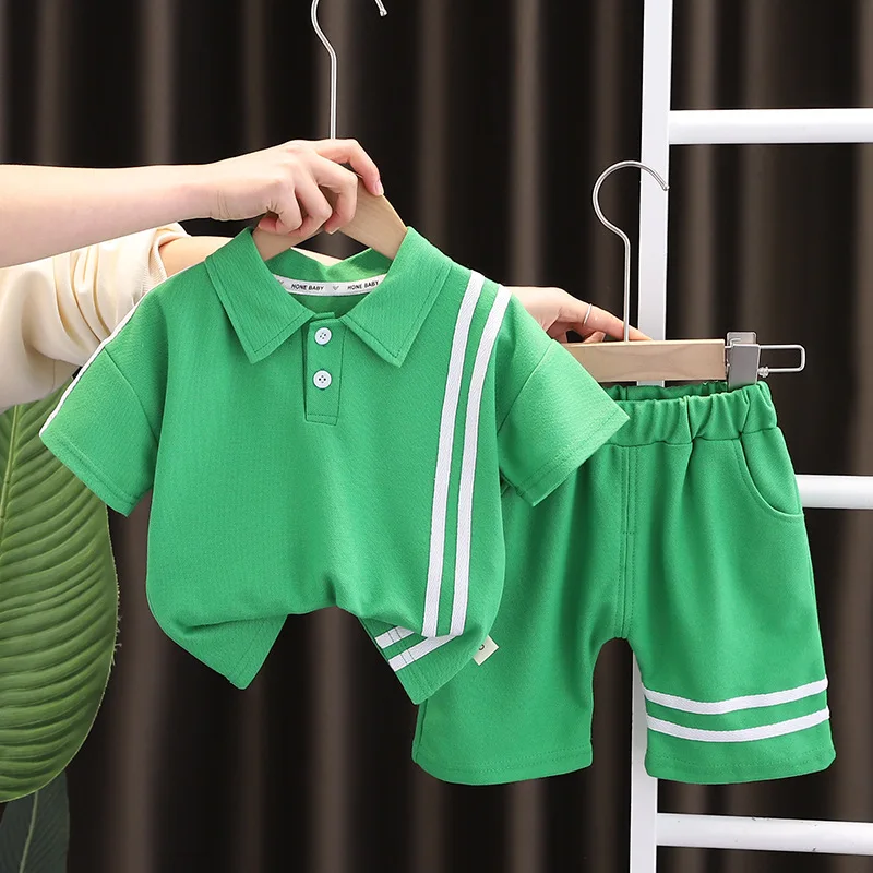 

Boys Summer Clothes Sets 2023 Children Cotton Polo T-shirts Shorts 2pcs Tracksuits For Baby 1 To 5 Years Kids Sports Suit Outfit