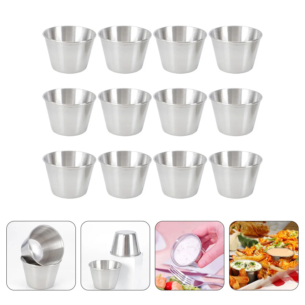 

12 Pcs Stainless Steel Sauce Cup Condiment Sauce Container Dipping Sauce Cups