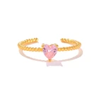 Женское Открытое кольцо из серебра пробы с розовым фианитом