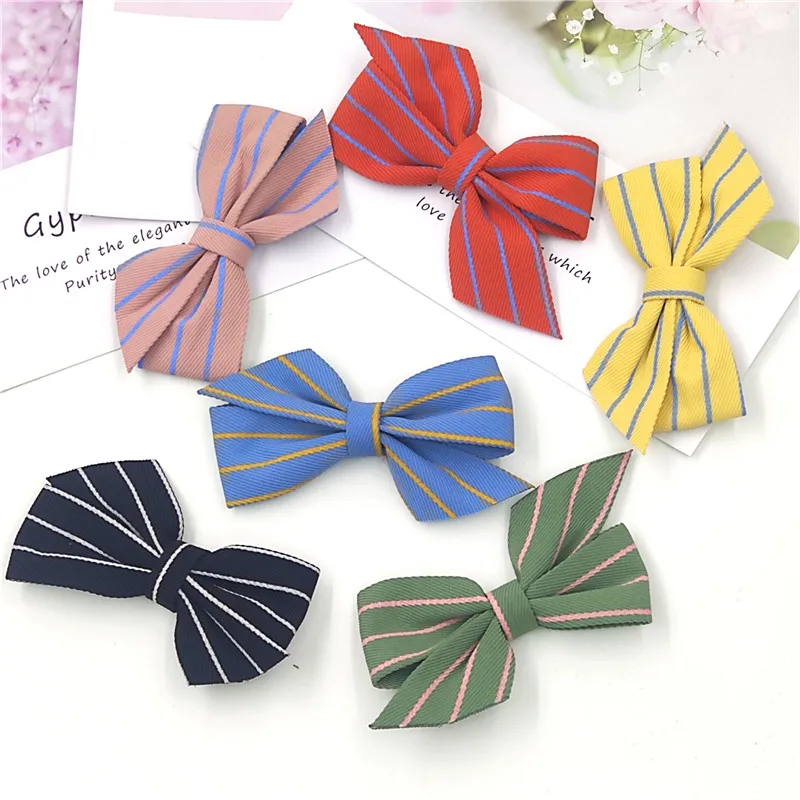 

1 Piece Pretty Stripe Ties Bow Elastic Hair Bands For Baby Girls Hairpin Barrettes Clip Swallowtail Kids Hair Accessories 2021