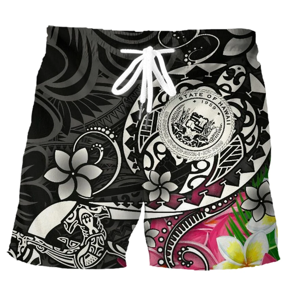 

CLOOCL Polynesian Tattoo Shorts 3D Graphic Stripe Splicing Polyester Elastic Pockets Board Shorts Fashion Pants Men Clothing