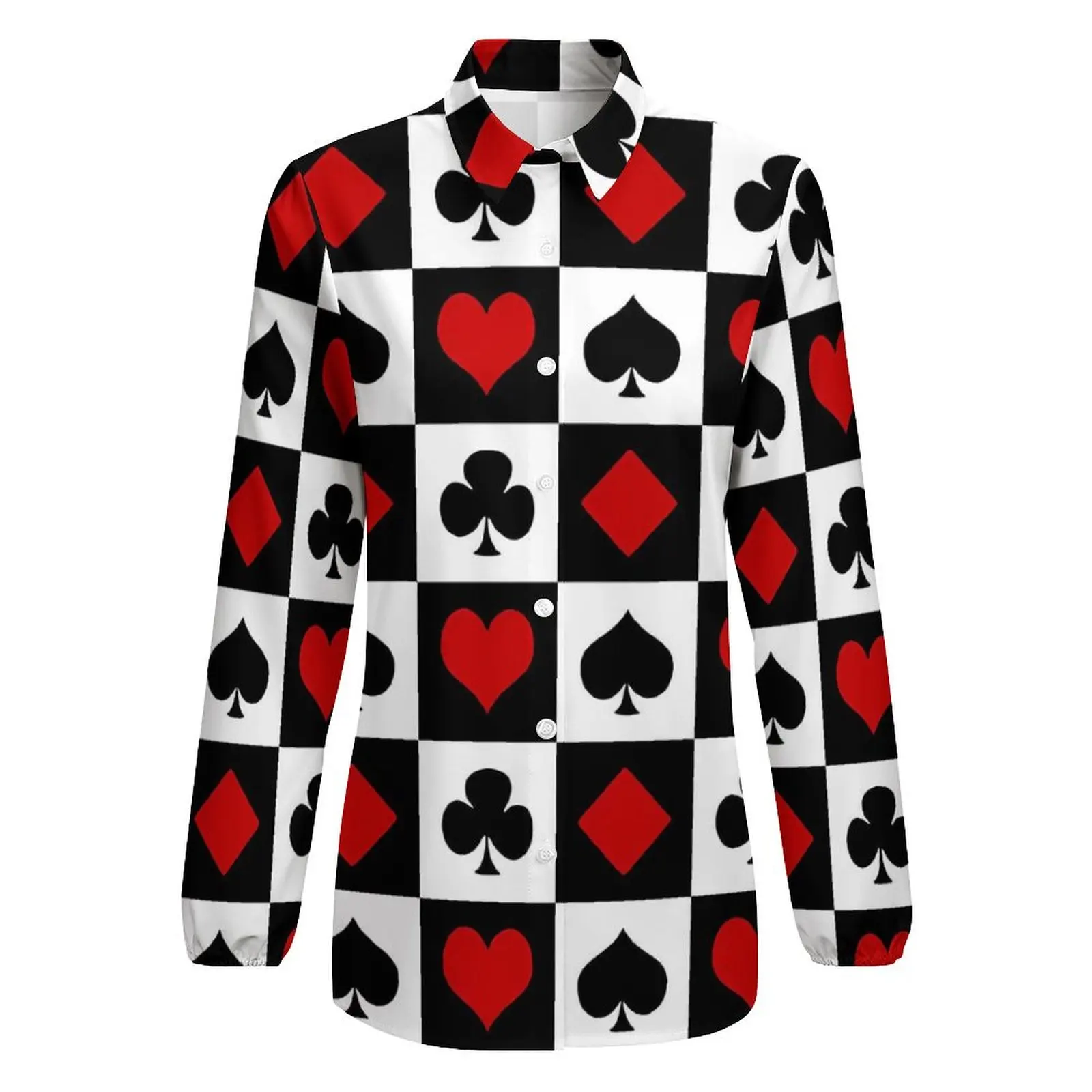 Блузка с игральными картами винтажные блузки в клетку принтом на заказ женская