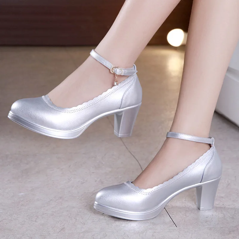 Big Size 32-43 Block Heels Platform Shoes Women Pumps 2021 Medium Heel Spring Wedding Shoes Ladies Office Party Dance Shoe