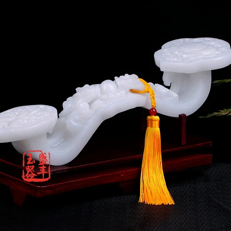 Нефритовый Ruyi натуральный афганский белый украшение офисного стола нефритовый