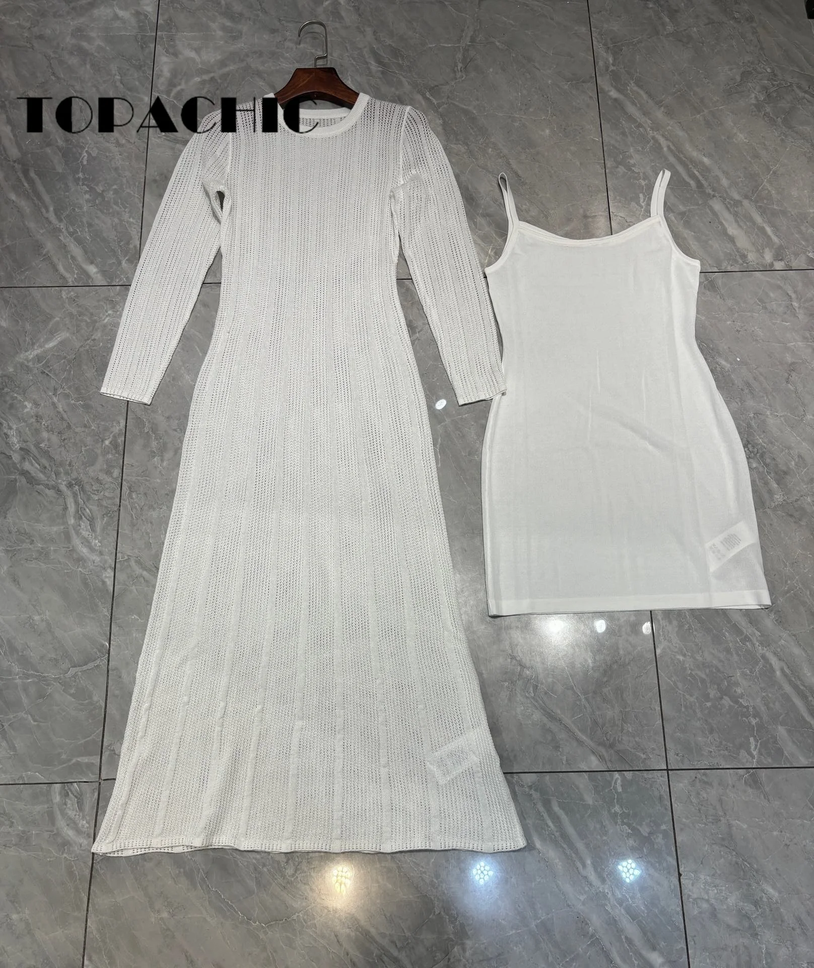 12.30 TOPACHIC-Женская одежда Элегантное яркое шелковое трикотажное платье с длинными