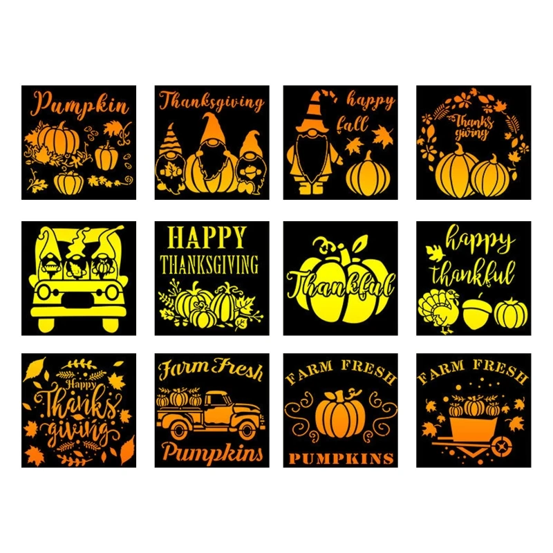 

12 Kit Thanksgiving Painting Stencils Harvest Template for DIY Xmas Bithday Gift