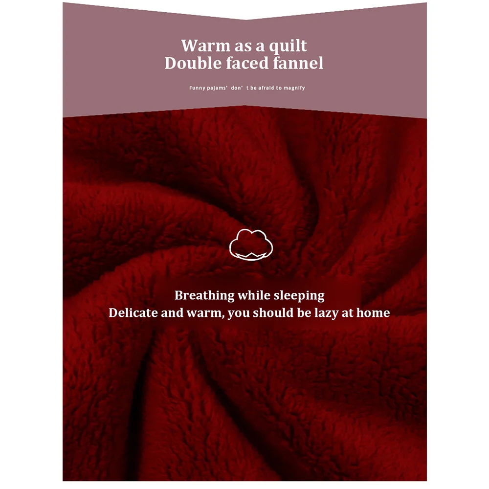 Flannel Christmas Pajamas For Women Cartoon Embroidery Winter Thick Warm Pajama Sets Female Elastic Waist Sleepwear pijama mujer