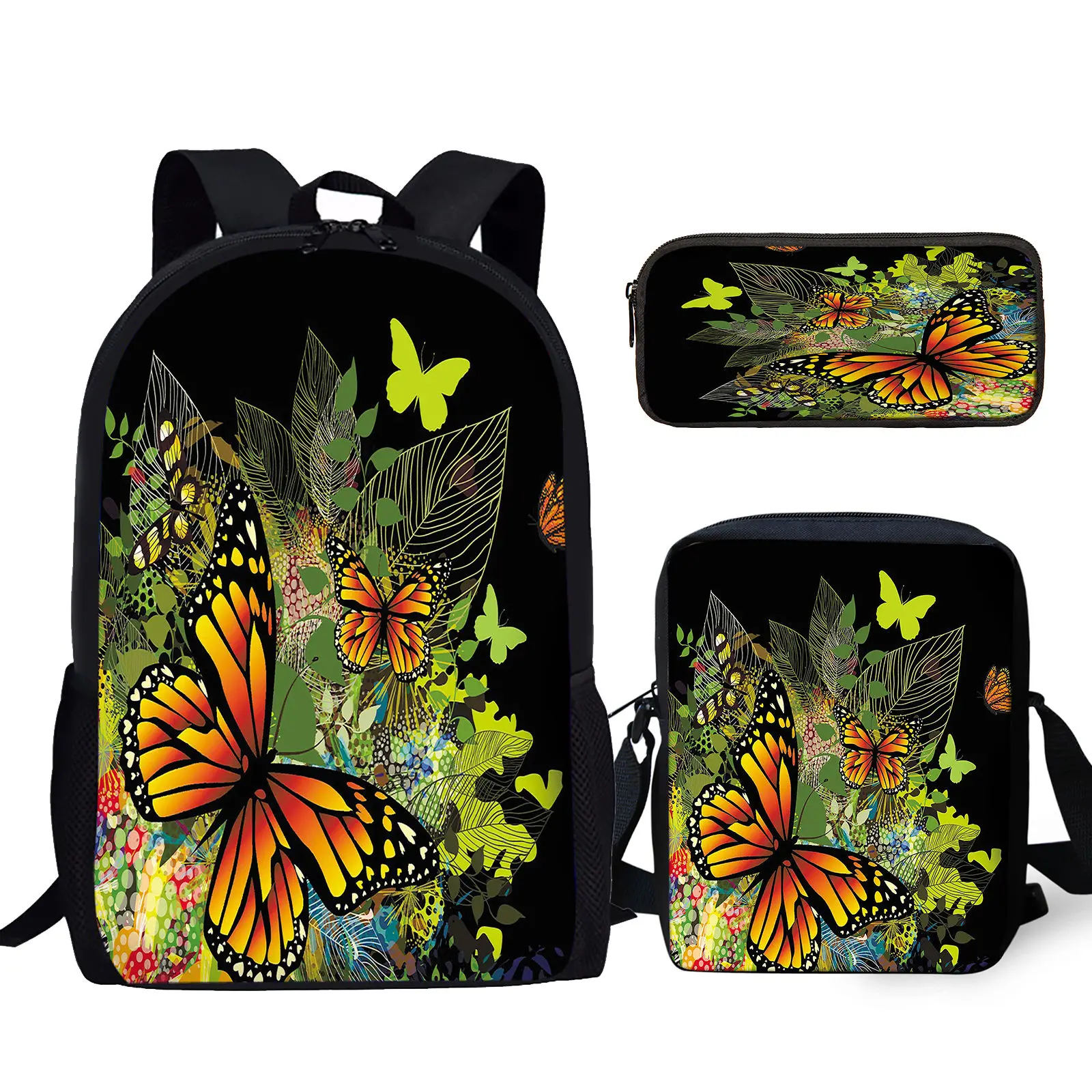 

YIKELUO 3D Butterfly Design Durable Brand Backpack Adjustable Shoulder Strap Student Textbook Bag Messenger Bag Insect Pack