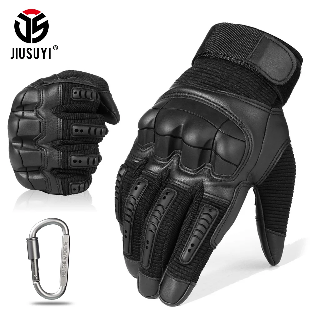 

Touch Scrn Rubber Hard Knuckle Full Finger Gloves Military Ar Painall Airsoft Bicycle Combat PU Leather Glove Men