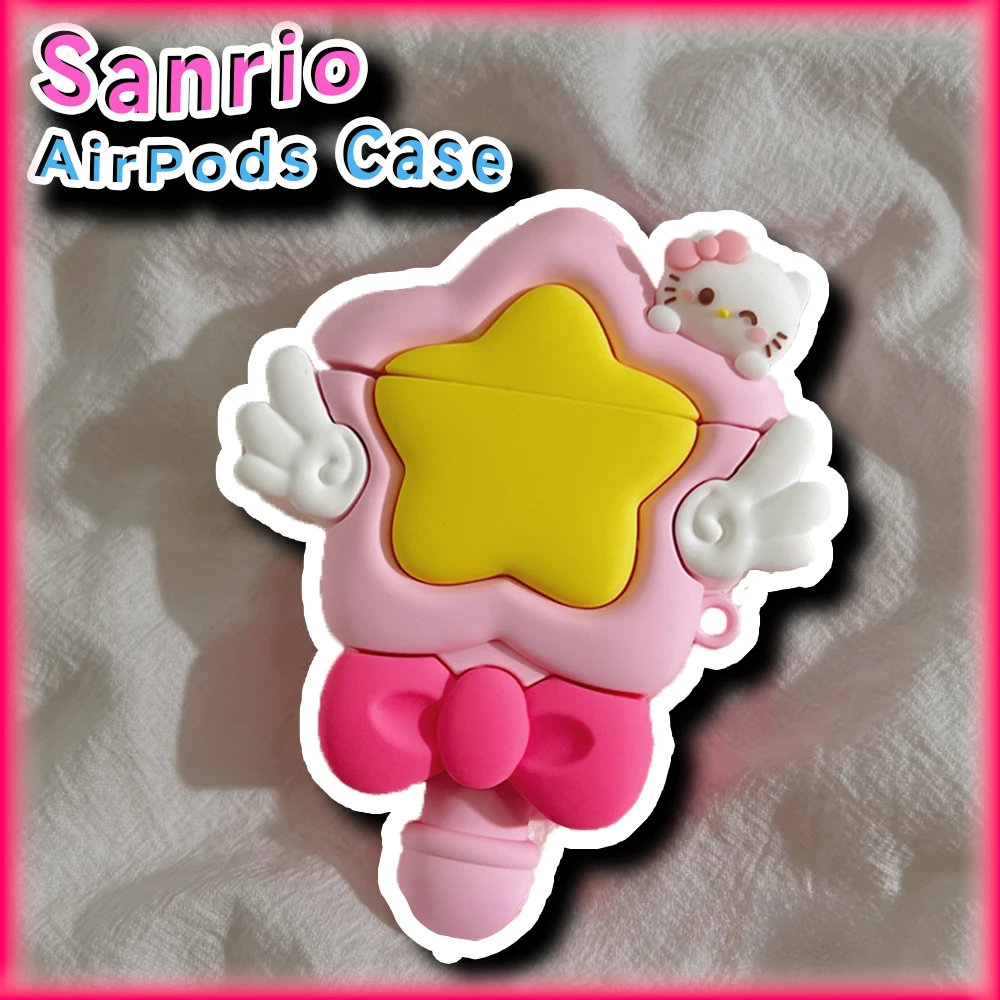 Защитный чехол Kawaii Hello Kitty для Airpods 1 2 3 Pro Sanrio аниме Милый Забавный 3D Силиконовый