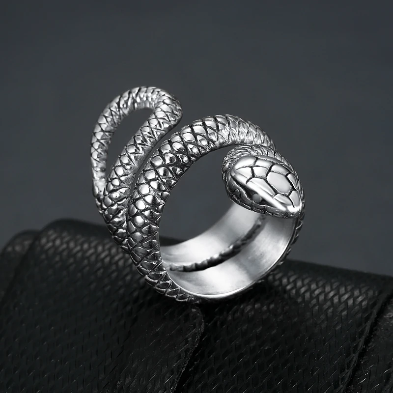 

Punk Hip Hop Stainless Steel Silver Color/Black/Gold Snake Ring For Men Women Fashion Vintage Snake Rings Jewelry Gift Wholesale