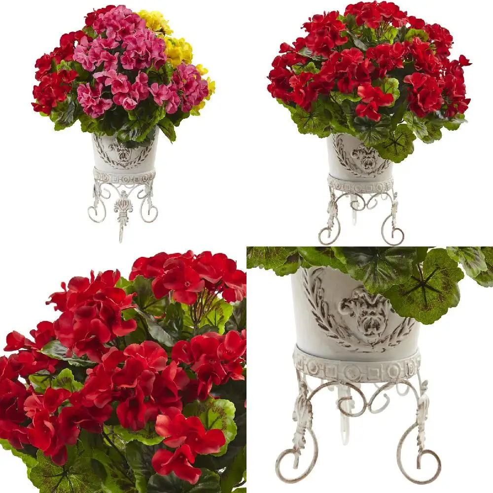 

&pink First-Rate Artificial Flowers with Elegant Red & Pink Metal Planter - For Home Decor, Wedding Decoration & Gift.