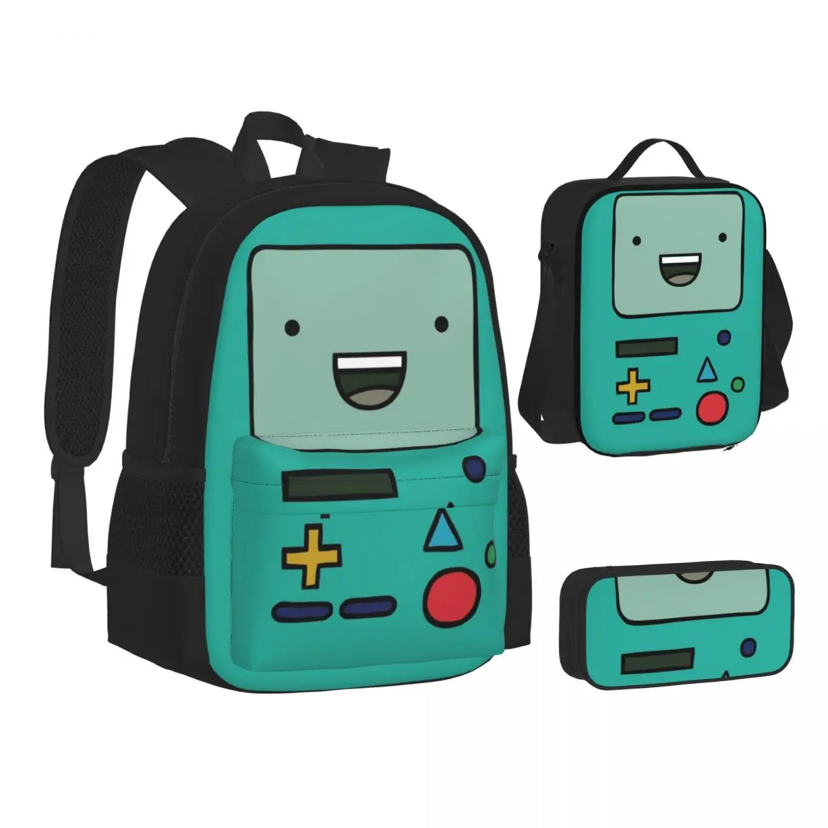 

Рюкзак с рисунком аниме «Время приключений», сумка для книг для мальчиков и девочек, детские школьные ранцы, мультяшный Детский рюкзак, сумка для ланча, набор из трех предметов