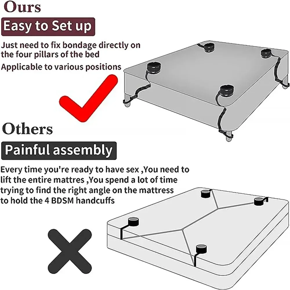 Кровать БДСМ Комплект Набор Секс-Игрушки Наручники для Пары Женщин Товары Для