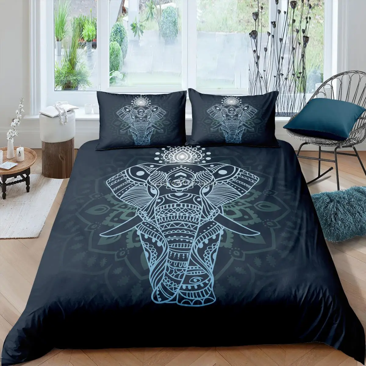 

Home Textiles Luxury 3D Boho Elephant Print Duvet Cover Set 2/3 Pcs Pillowcase Kids Bedding Set AU/EU/UK/US Queen and King Size