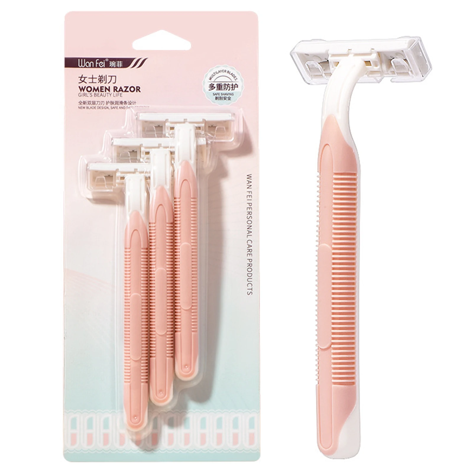 

3pcs Women Shaving Razor Hair Removal Suitable Sensitive Skin Manual Razor Shaver Holder