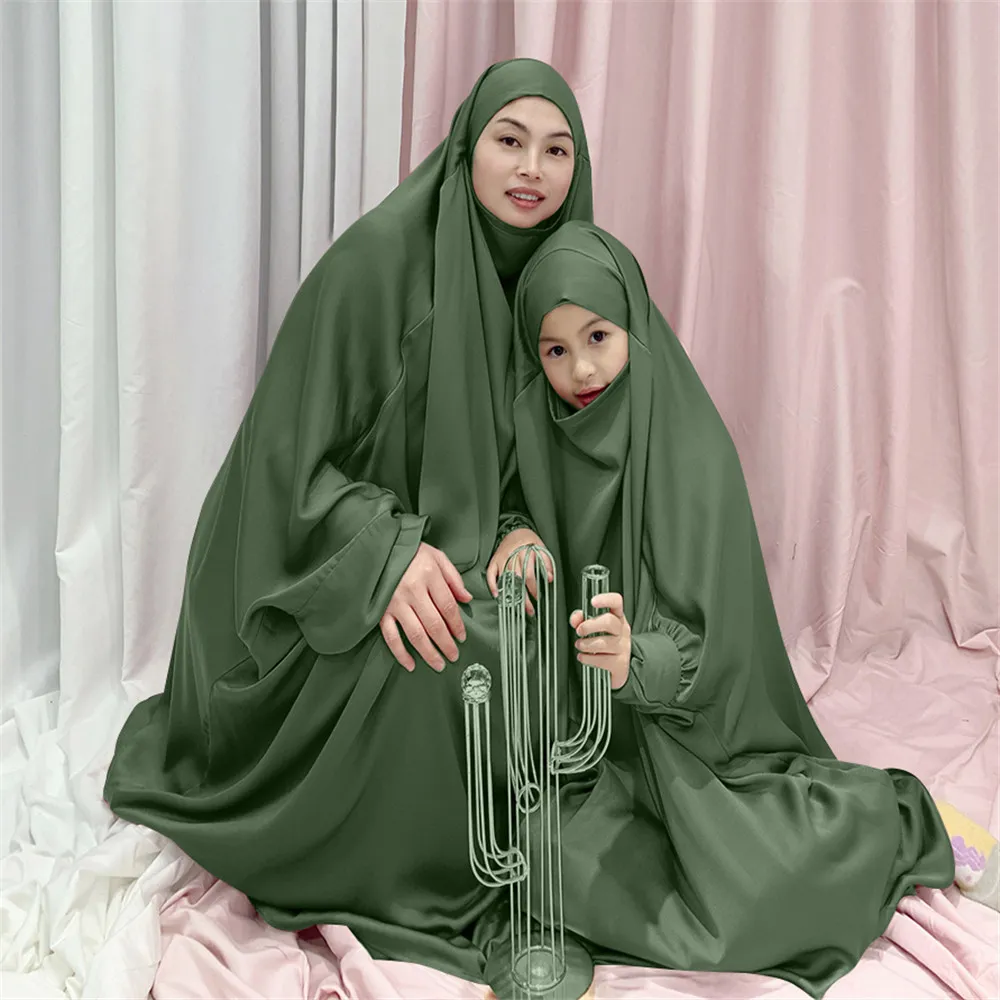 Мусульманский женский костюм Рамадан Eid Mubarak, молитвенная одежда Jilbab Abaya с капюшоном Khimar Рамадан, платье, юбка, комплекты, мусульманский Хала...
