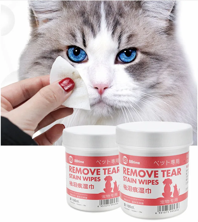 

100PCS/Set Pets Dogs Cats Eyes Cleaning Wet Wipes Tear Stain Remover Gentle Wet Tissue Paper Towels Pet Health Grooming Supplies