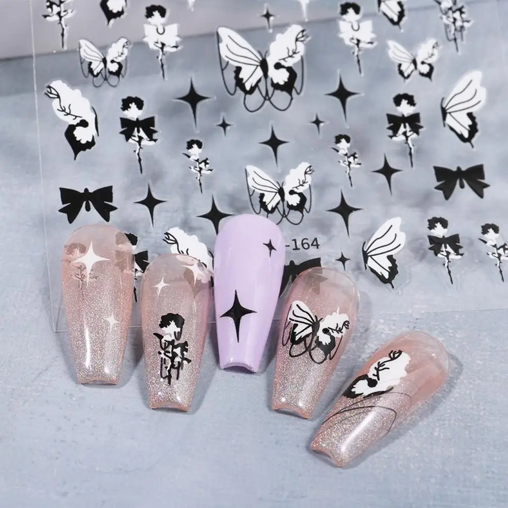 

Environmentally Nail Stickers Vintage Black Rose Butterfly Nail Stickers Fitting Decals for Fingernails Toenails Beautiful
