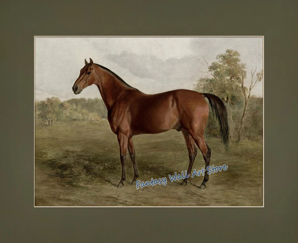 Винтажная картина с изображением лошади на холсте